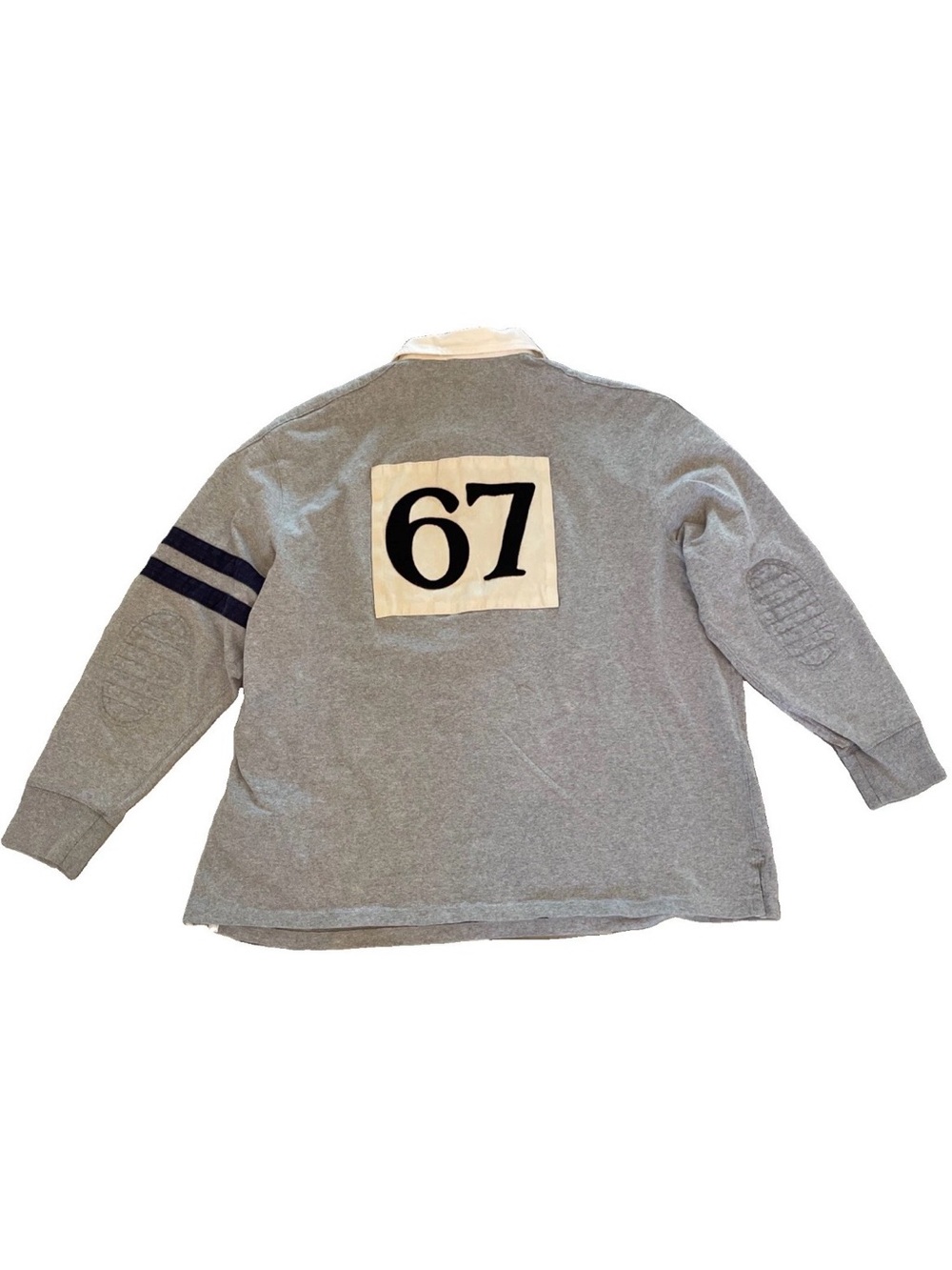 Polo Ralph Lauren Polo Shirt Mens 3XB Big Gray Rugby 67 Patch Long Sleeve